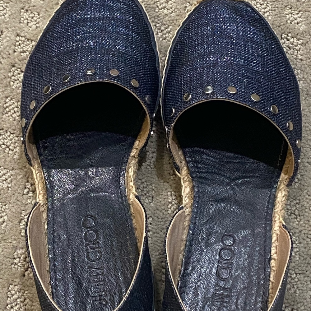 Jimmy Choo Dreya Denim studded espadrilles